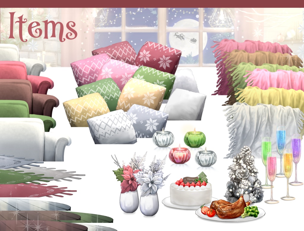 【動く背景】クリスマスの暖炉の部屋【音つき】