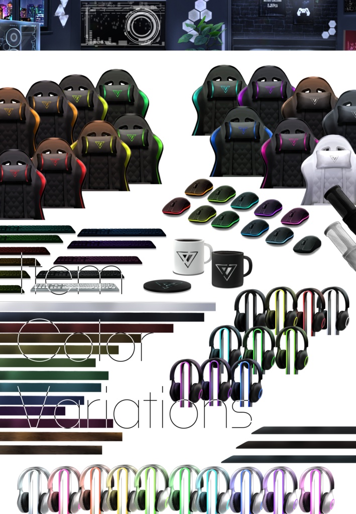 【動く背景】モダンなゲーミング部屋 ブラック【Vtuber素材】