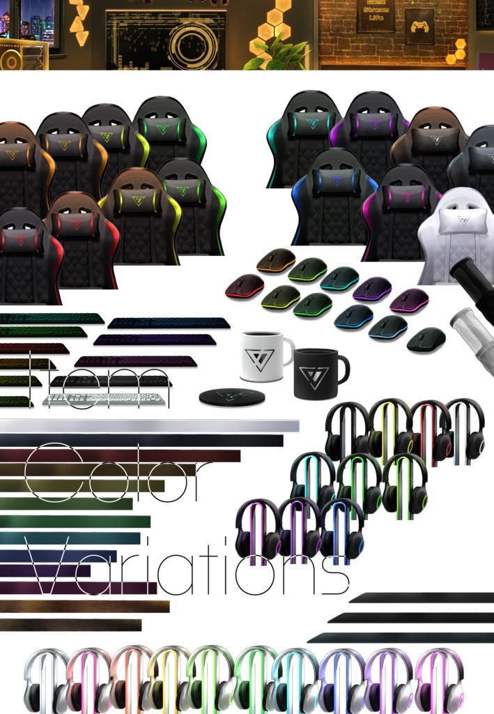 【動く背景】モダンなゲーミング部屋 ダークウッド【Vtuber素材】