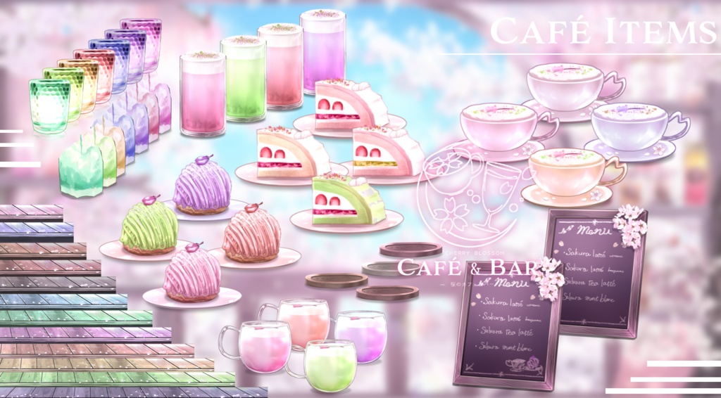 【動く背景】桜のカフェ&バー【Vtuber向け】