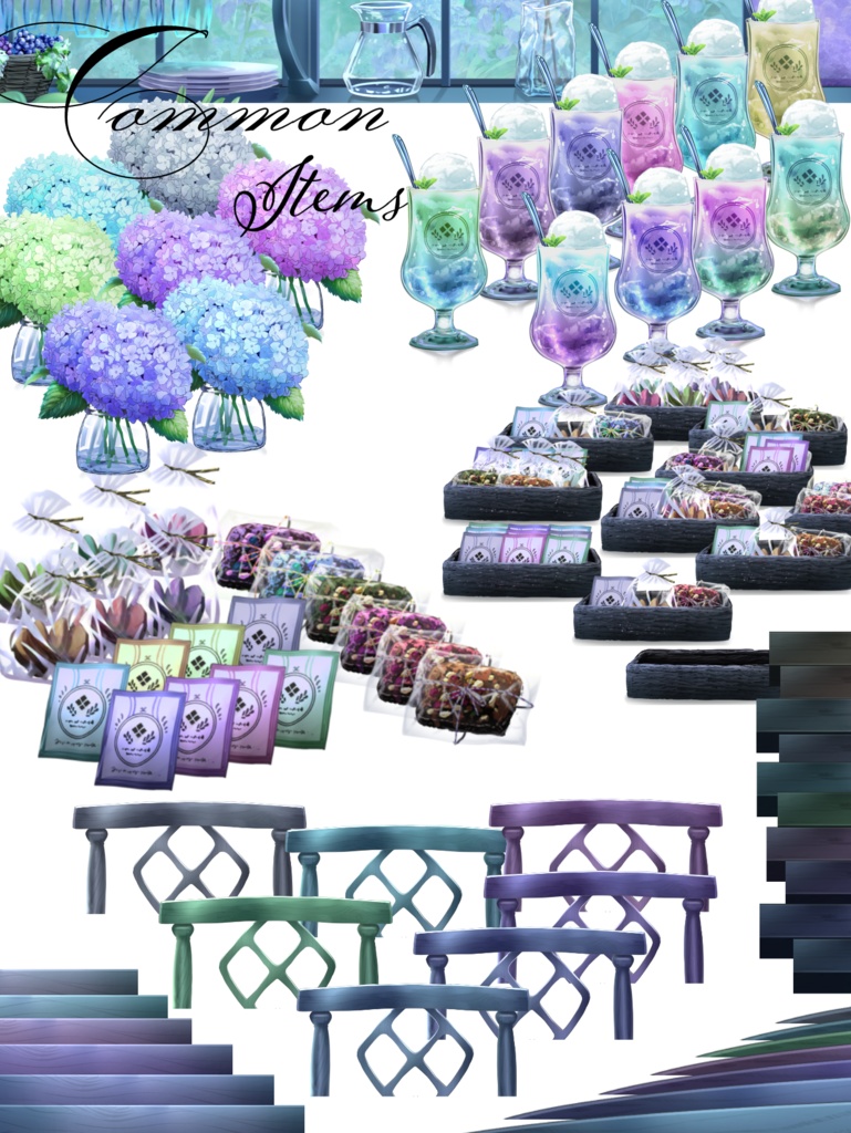 【動く背景】紫陽花のカフェ&バー【Vtuber向け】