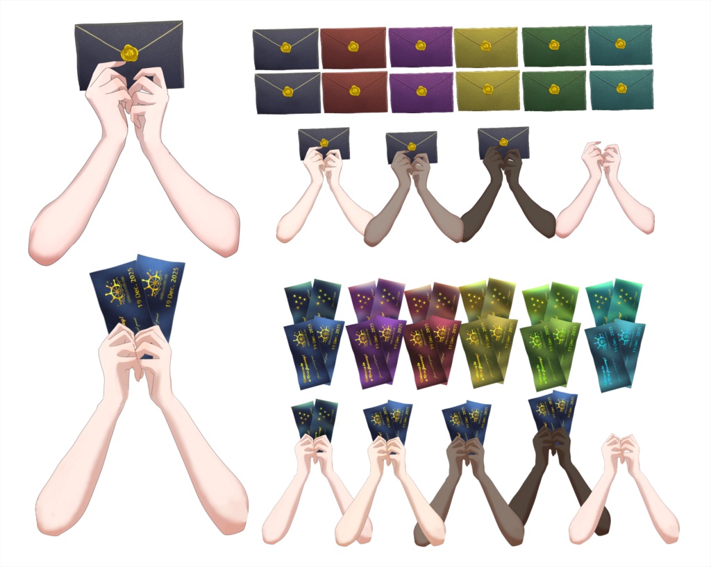 【無料/フリー】封筒とチケット【手素材】