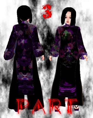 Vroid 着物紫三暗 3パターンセット