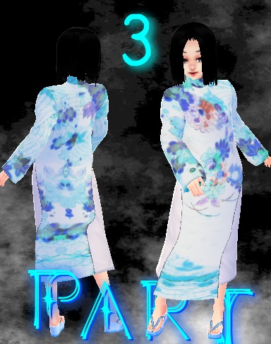 Vroid 着物紫三明 3パターンセット