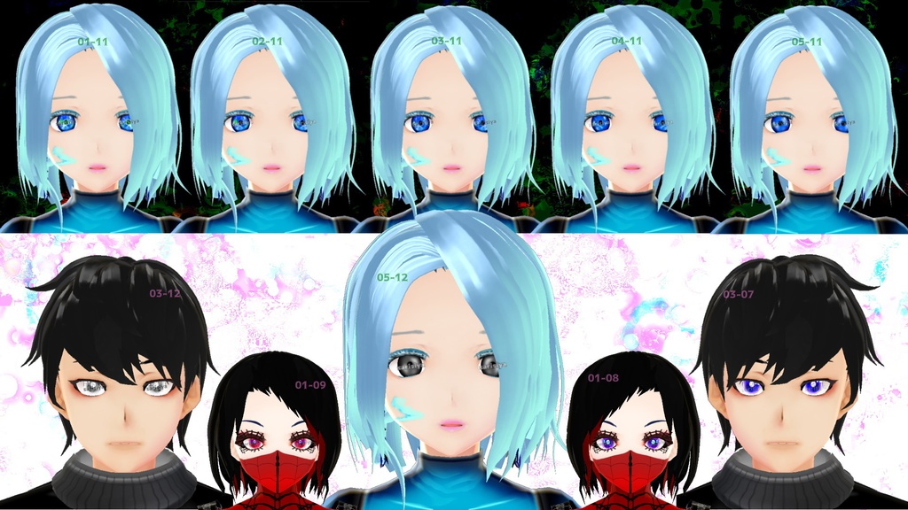 ○o。.シャボン目.。o○ 5パターン✖12色|60枚