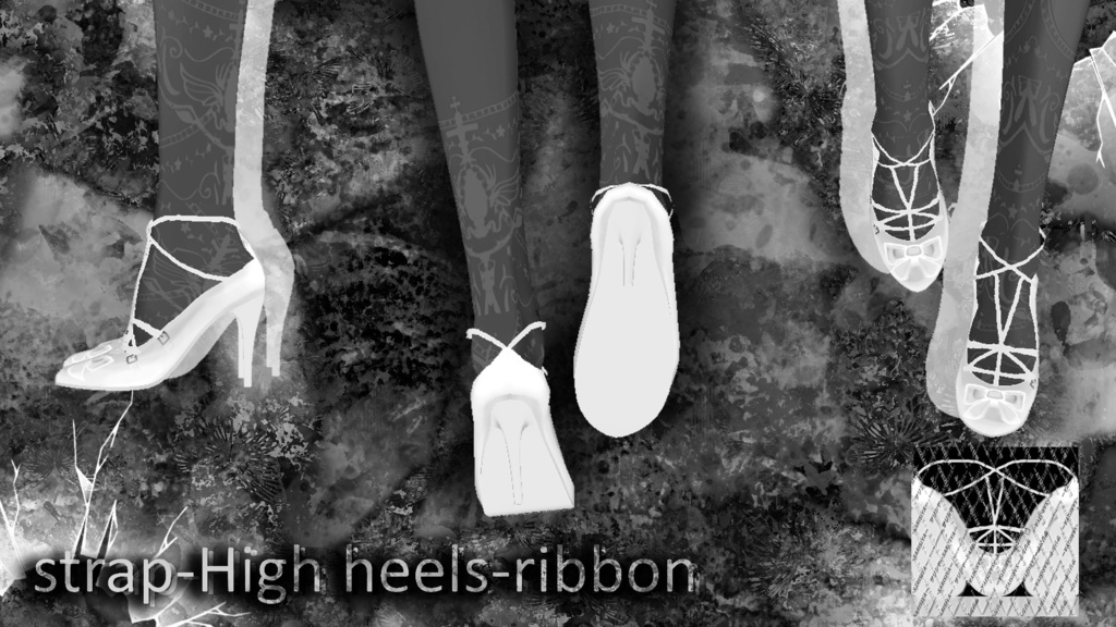 🤍 🎀RIBBON🎀 🖤 💗ピンヒール💗