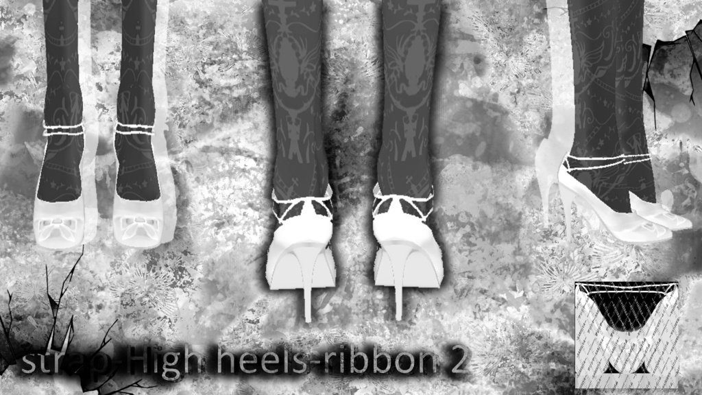 🤍 🎀RIBBON🎀 🖤 💗ピンヒール💗