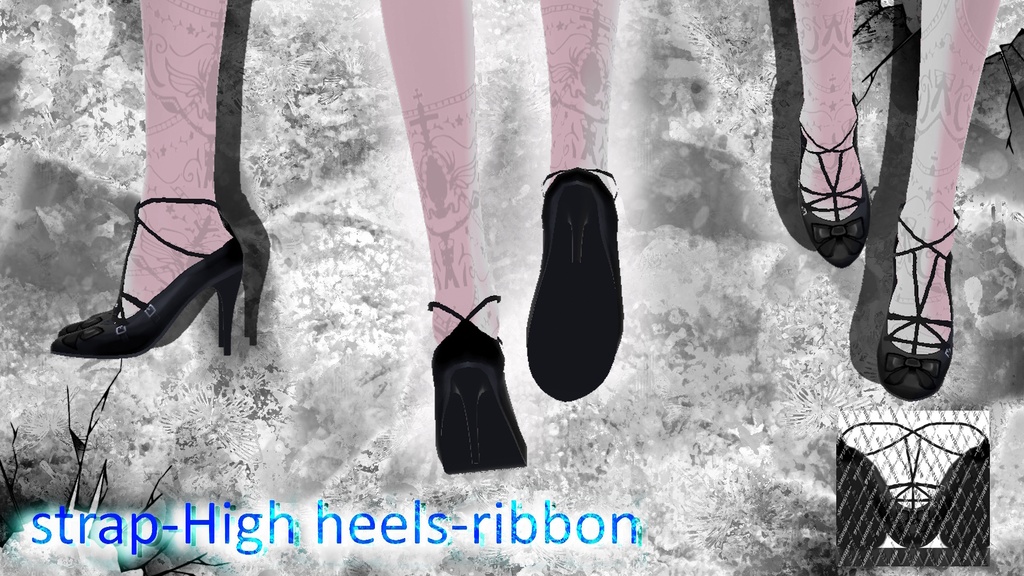 🤍 🎀RIBBON🎀 🖤 💗ピンヒール💗