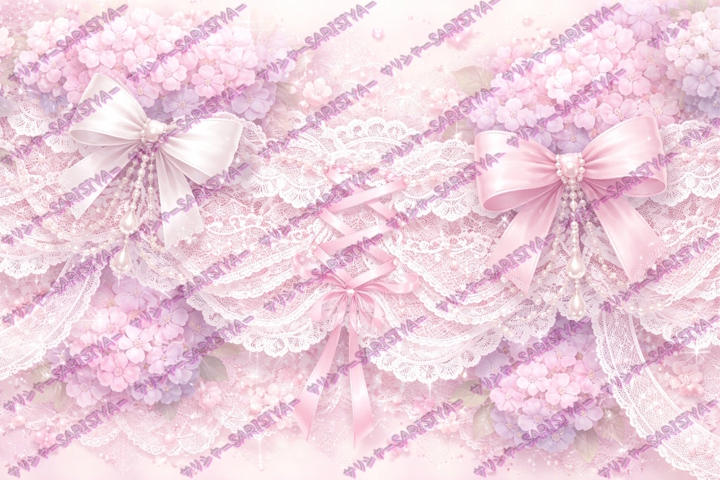 ❉紫陽花とりぼんの背景❉ 梅雨 ロリータ系背景 商用利用OK👈※「サリシヤ」かここのURLを入力で※