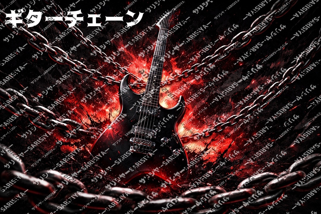 🔥 炎と鎖 ⛓ に包まれたギター 🎸　カッコいい背景作ってみた☆　💀商用利用OK💀👈※「サリシヤ」かここのURLを入力で※