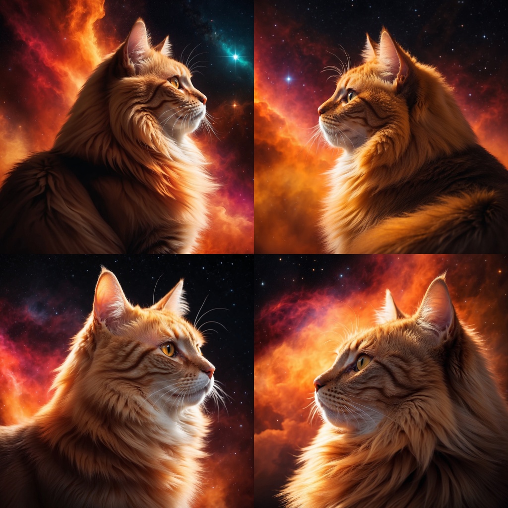 炎色の宇宙猫 壁紙パック