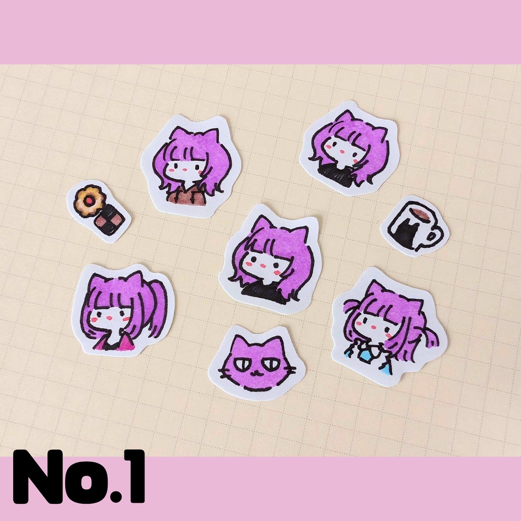 似顔絵原画シール・そら嬢【No.1~No.2】