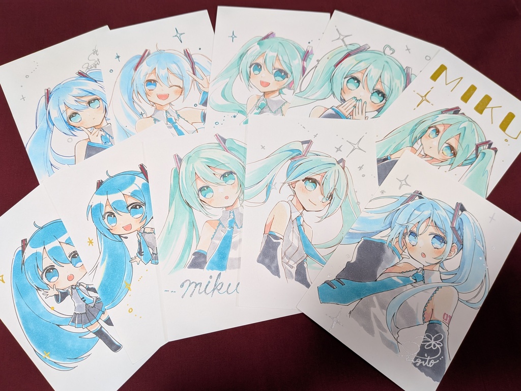 初音ミク/イラスト本/LOG2/手描きポストカードセット