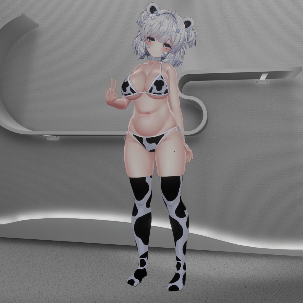 クマリちゃんの下着を牛柄ビキニにするテクスチャ