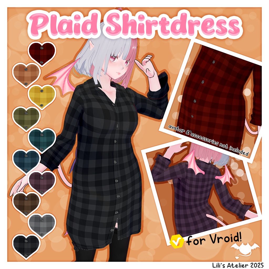 【VRoid】 Plaid Shirtdress