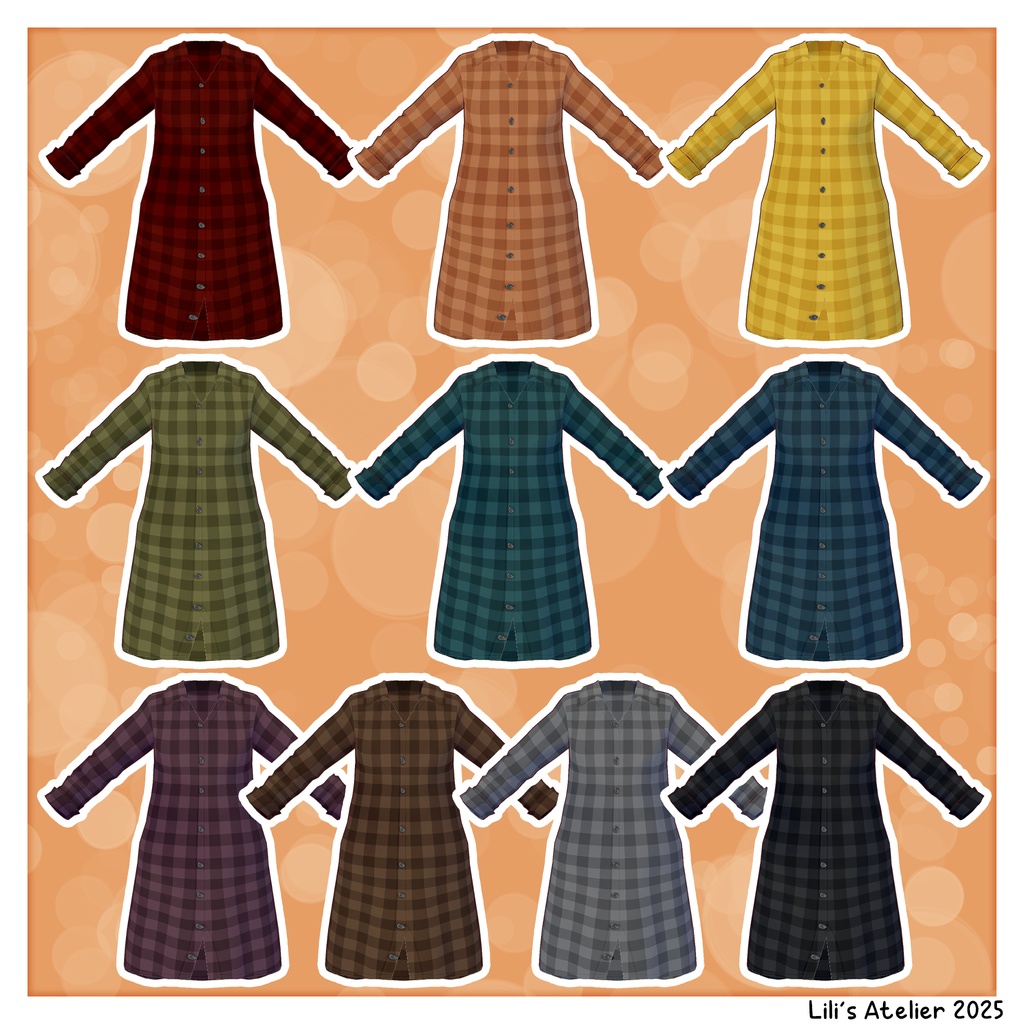 【VRoid】 Plaid Shirtdress