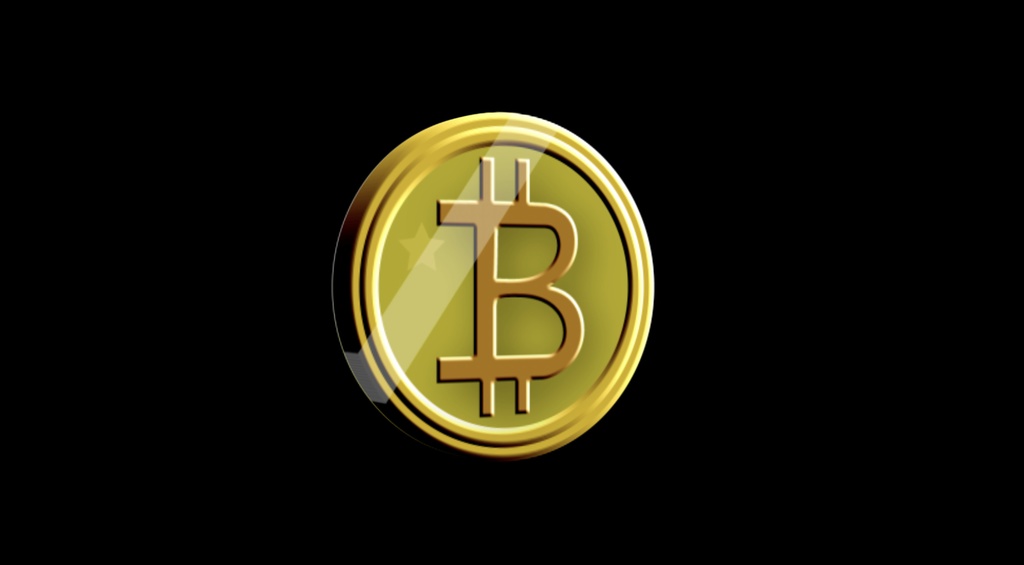 ビットコインが回転する透過した動画