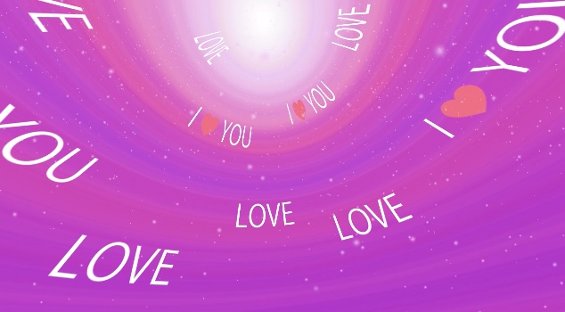 ピンクのI LOVE YOUメッセージ