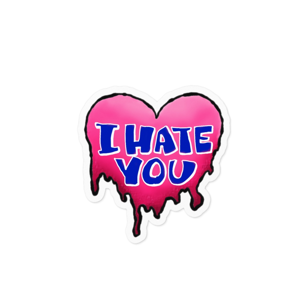 ハートステッカー　I HATE YOU
