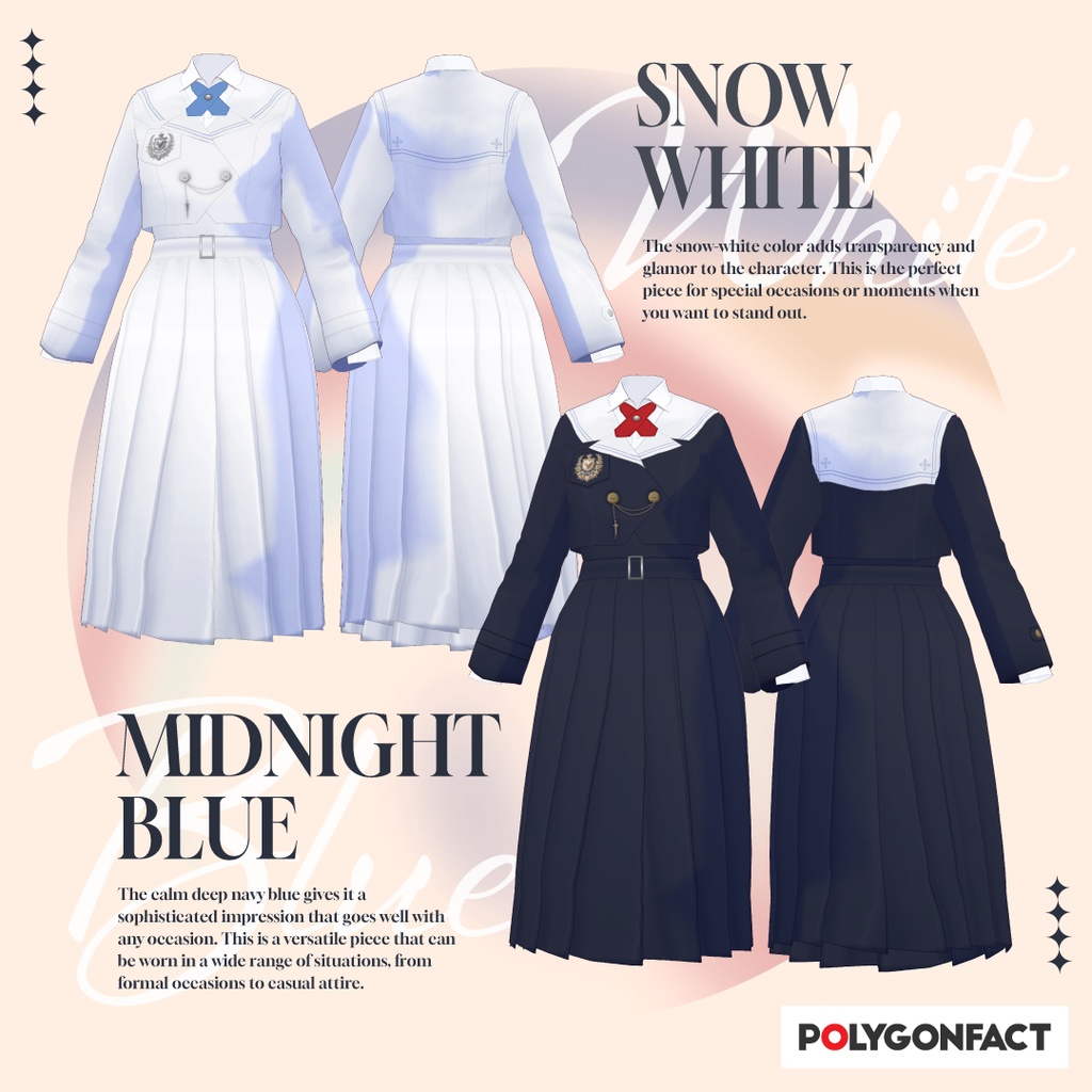 【#VRoid】クラシカルセーラー 2カラーセット