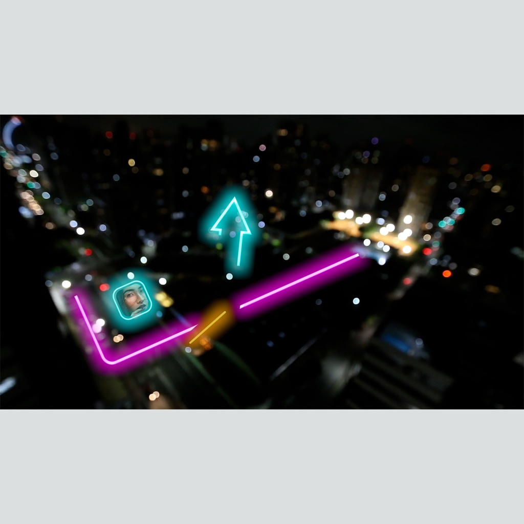 ネオン看板風の写真付きテロップ