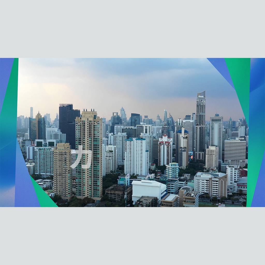 カラフルなストライプの回転タイトル