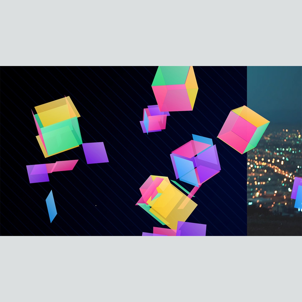 四角が立体交差する画像タイトル