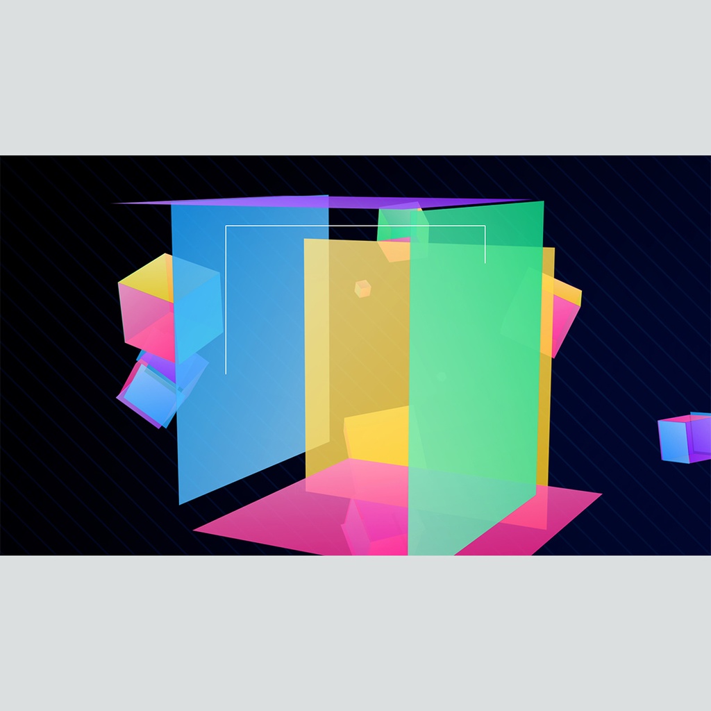 四角が立体交差する画像タイトル