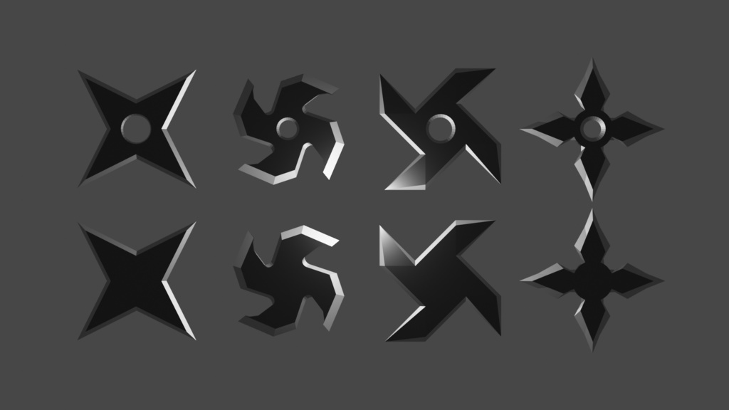 手裏剣四種 ３dモデル Pixel El Booth