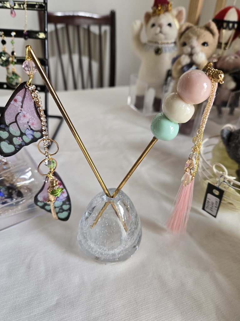 鬼滅の刃　甘露寺蜜璃イメージ簪セット(ハンドメイド)