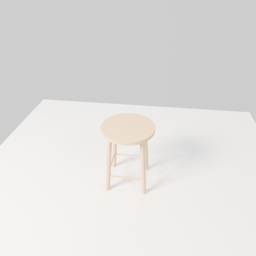 ナチュラルウッドスツール|Wooden Stool - 3Dモデル素材