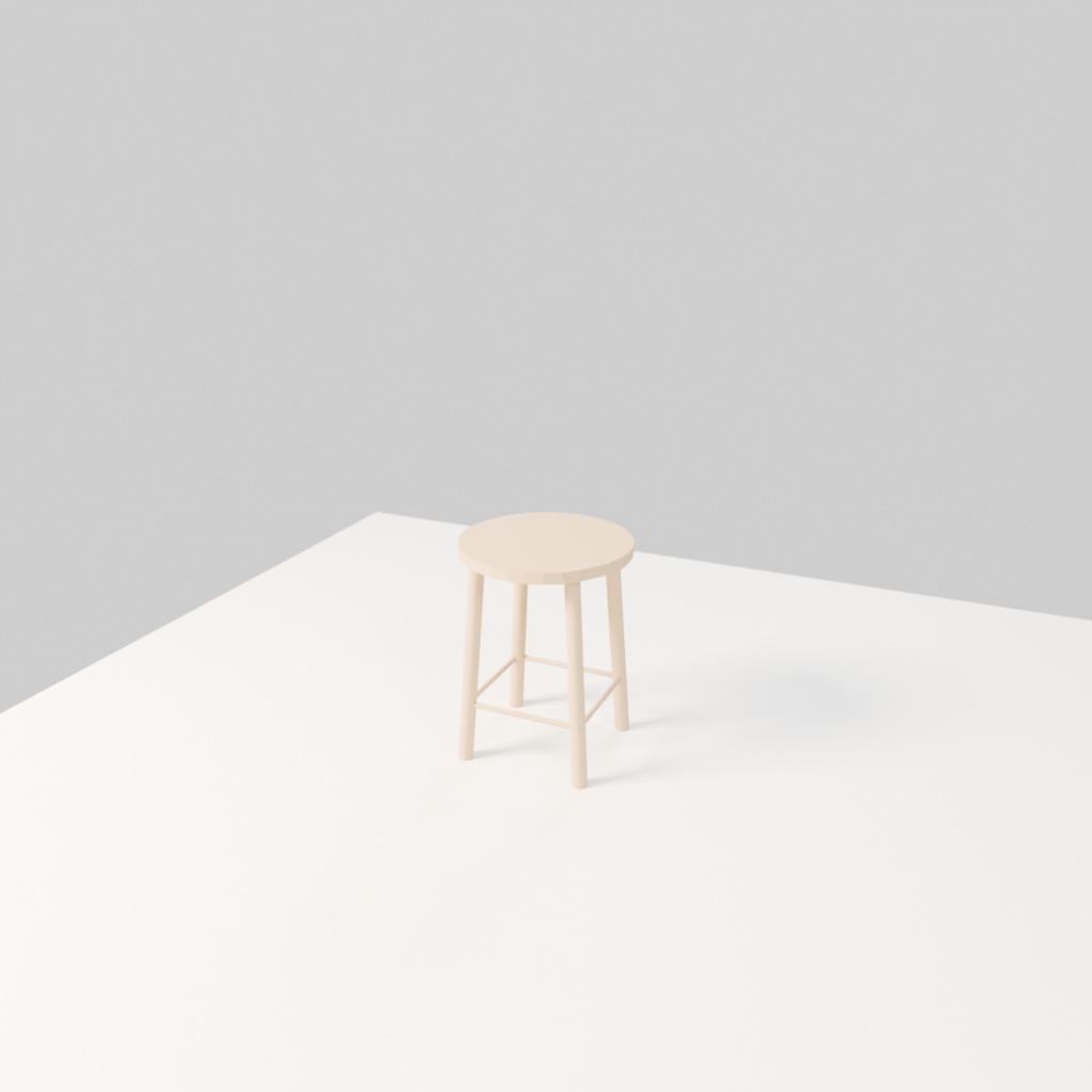 ナチュラルウッドスツール|Wooden Stool - 3Dモデル素材