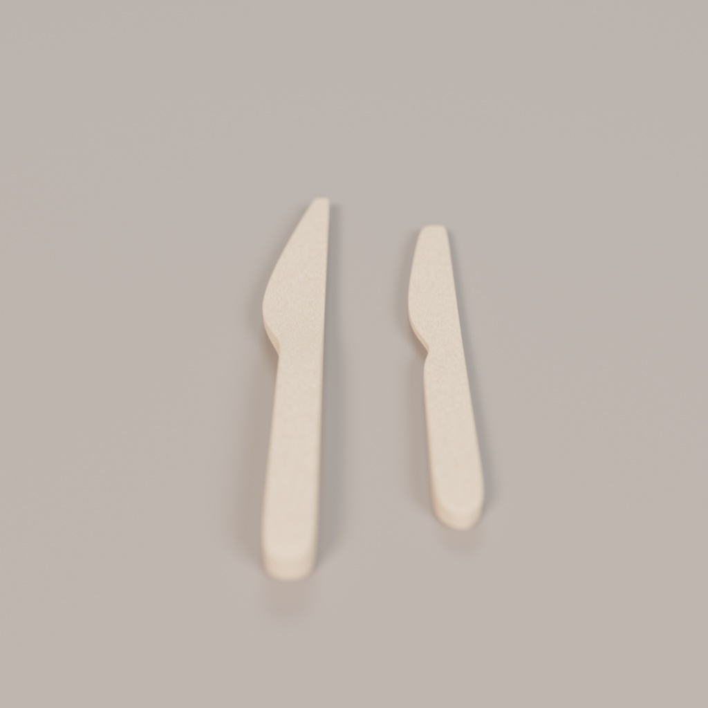 木製カトラリーセット|ナイフ&バターナイフ - 3Dモデル素材