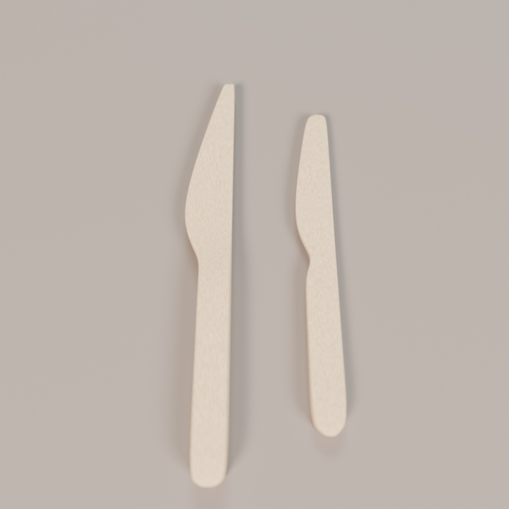 木製カトラリーセット|ナイフ&バターナイフ - 3Dモデル素材