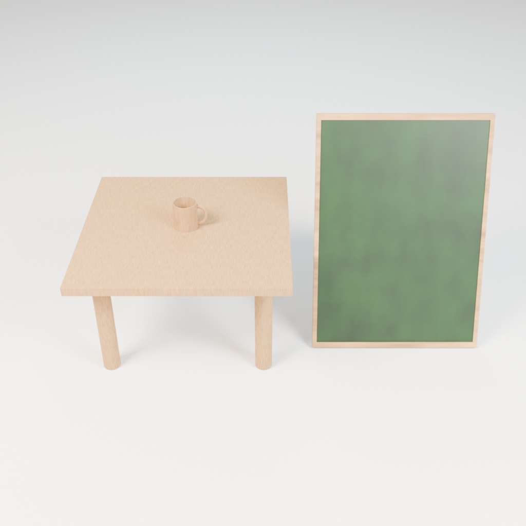 演出ベースセット|看板&テーブル&マグカップ【SNS背景・3Dモデル素材】