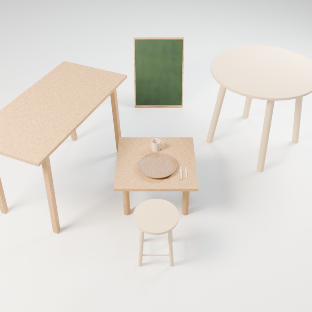 ナチュラルシリーズ総合セット|3Dモデル一式(食器・家具・演出小物)【Blender・FBX】