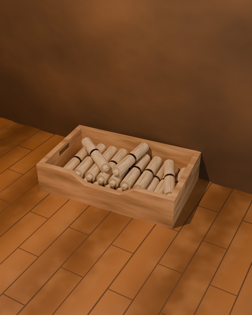 中世ファンタジー小物|巻物ホルダー3種セット(展示・収納・背景用3Dモデル)