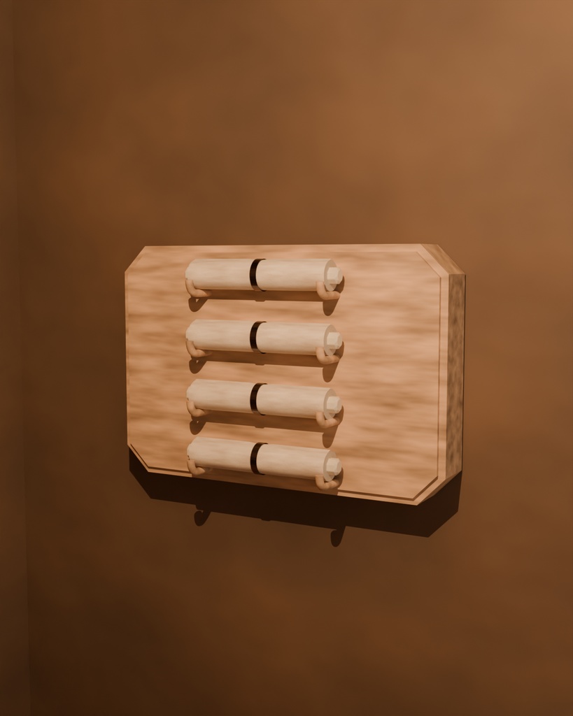 中世ファンタジー小物|巻物ホルダー3種セット(展示・収納・背景用3Dモデル)