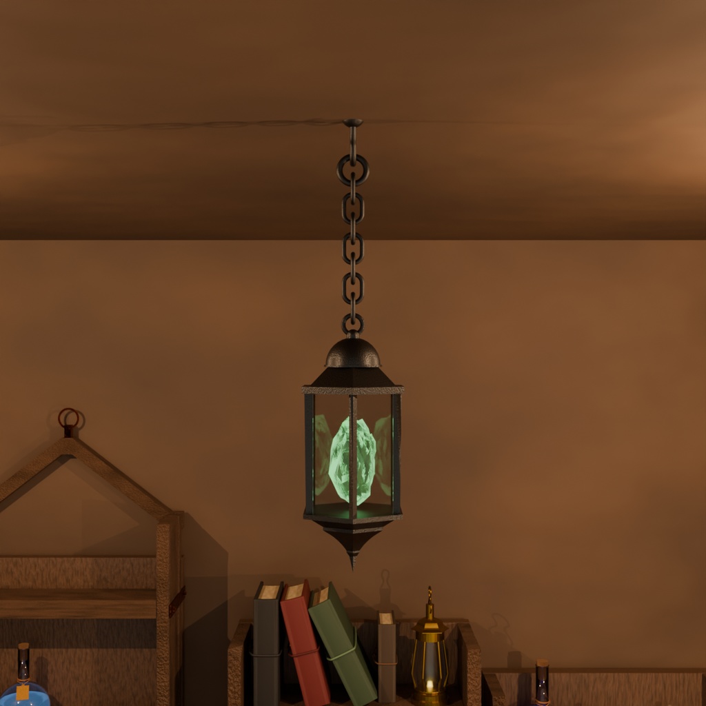 魔導クリスタルランタン|吊り下げ型 5色セット(.blend / FBX)
