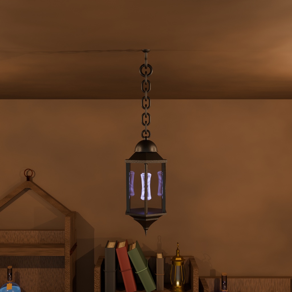 魔導クリスタルランタン|吊り下げ型 5色セット(.blend / FBX)