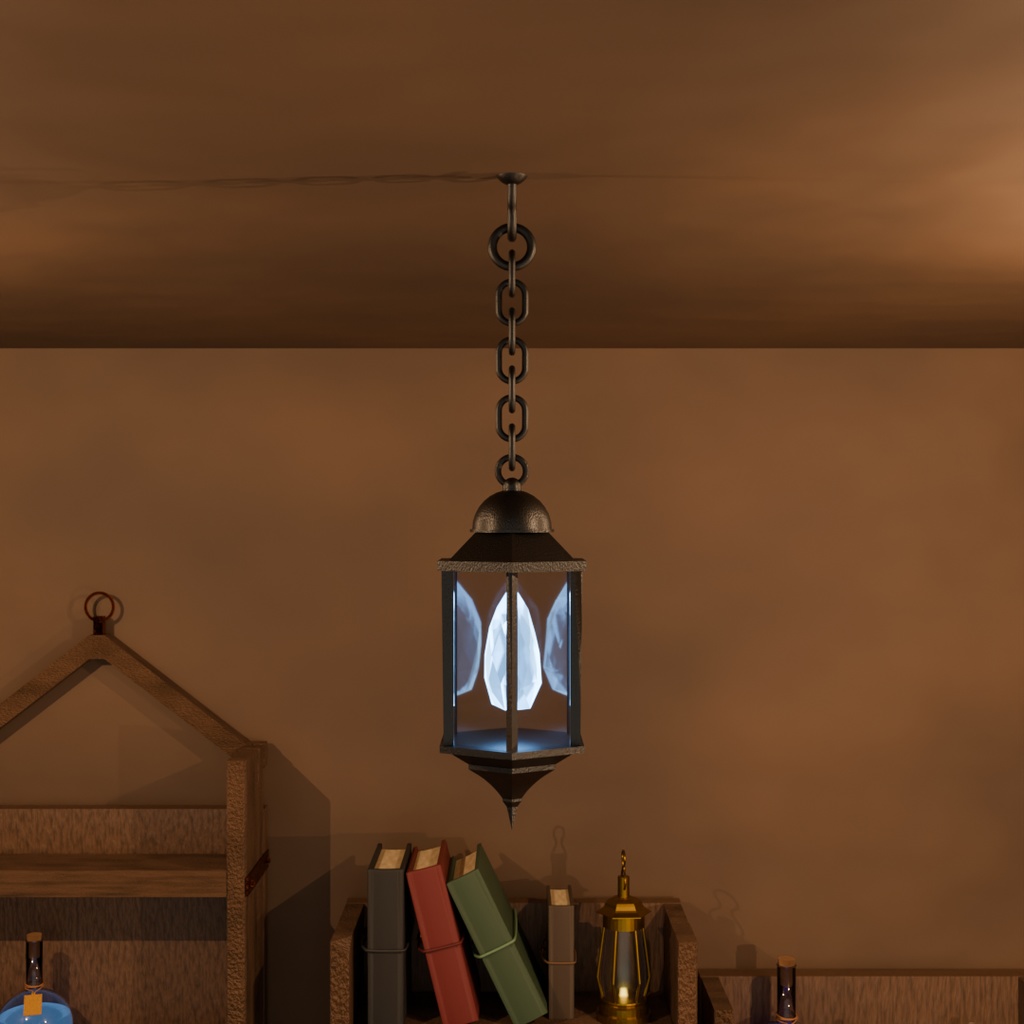 魔導クリスタルランタン|吊り下げ型 5色セット(.blend / FBX)