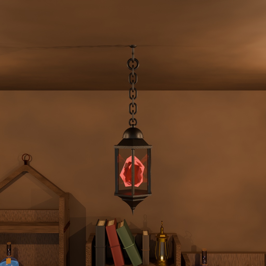 魔導クリスタルランタン|吊り下げ型 5色セット(.blend / FBX)