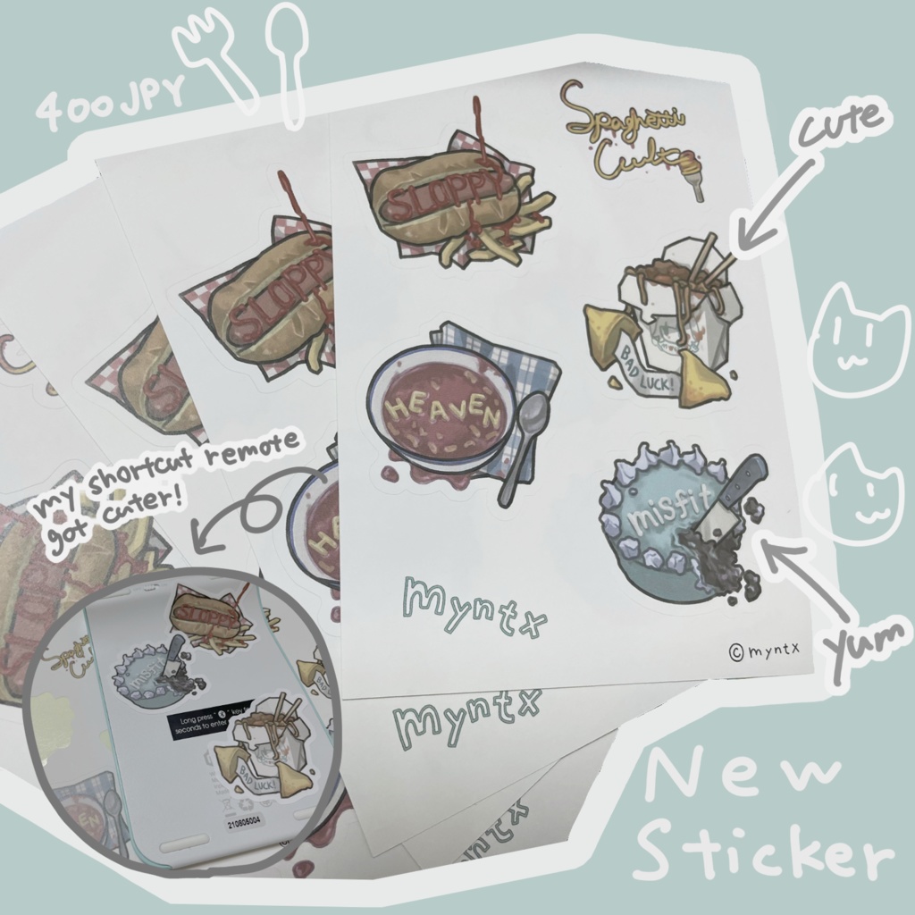 ステッカーシート(comfy food sticker sheet)