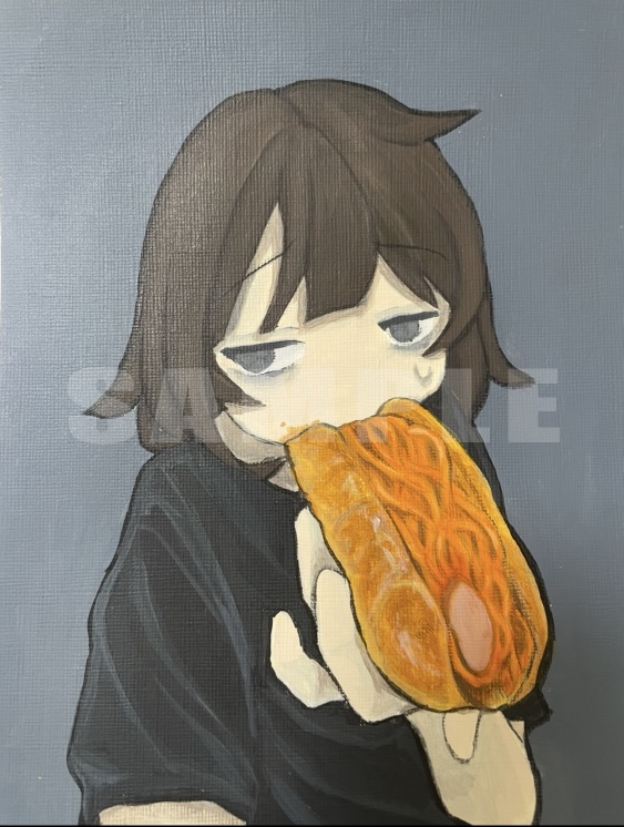 アクリル原画 Original Acrylic Painting "Spaghetti Bread"