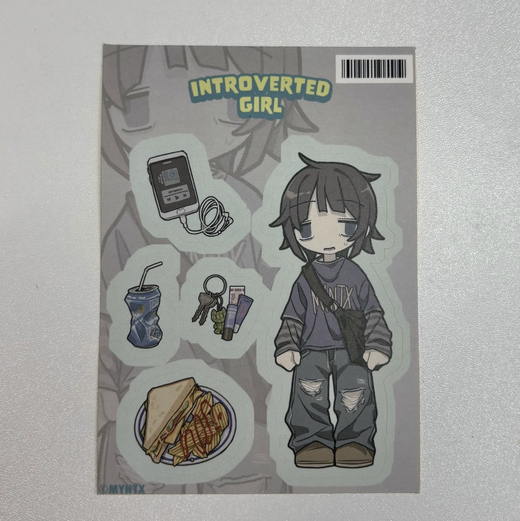 ハーフカットシール「Introverted Girl」(Half-Cut Sticker Sheet)