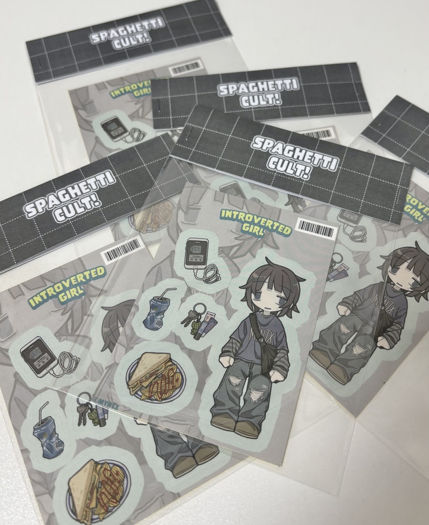 ハーフカットシール「Introverted Girl」(Half-Cut Sticker Sheet)