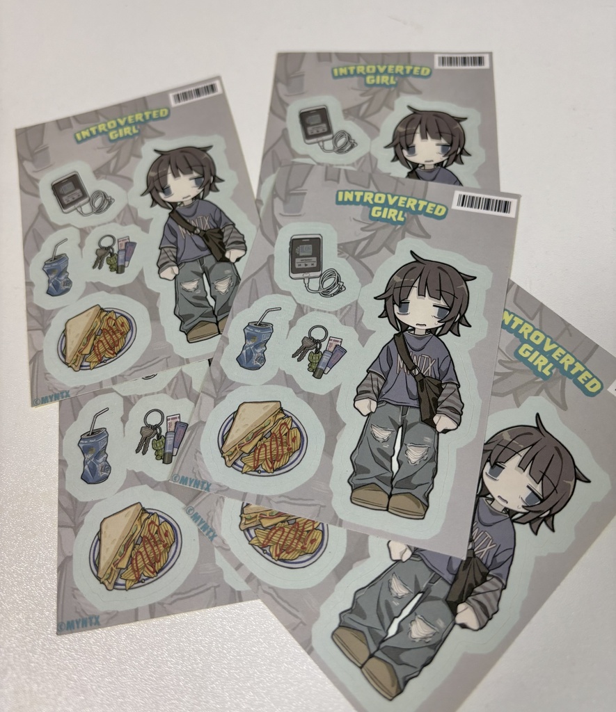 ハーフカットシール「Introverted Girl」(Half-Cut Sticker Sheet)