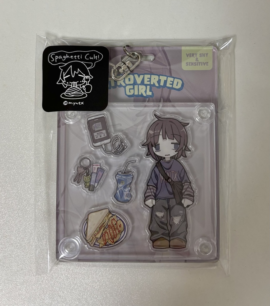 パッケージ風アクリルキーホルダー「Introverted girl」(Package-Style Acrylic Keychain)