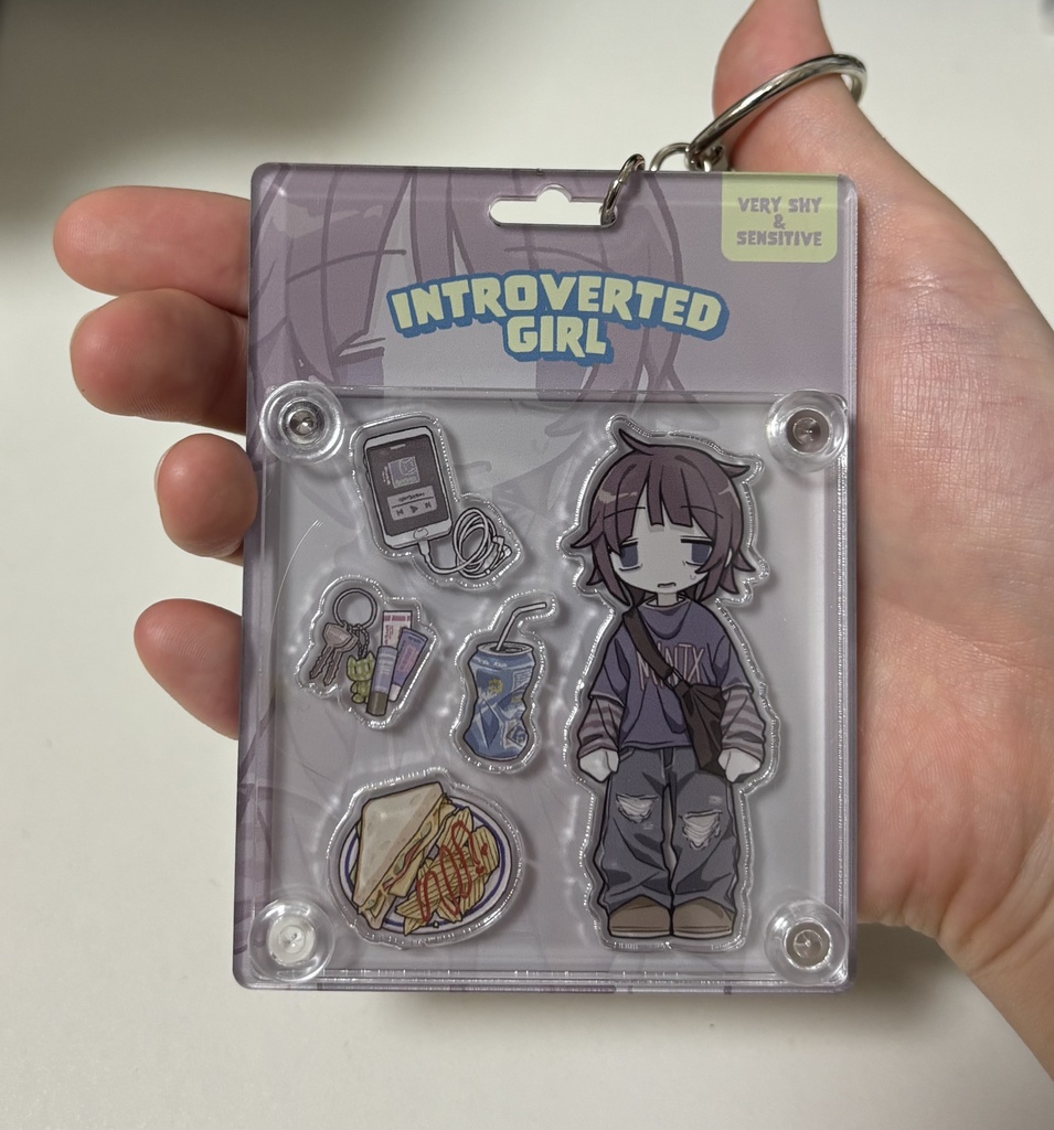 パッケージ風アクリルキーホルダー「Introverted girl」(Package-Style Acrylic Keychain)
