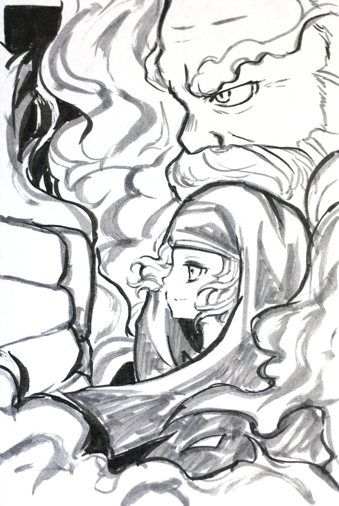 ドローイング原画＊雲居一輪&雲山